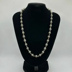 Sterling Silver .925 Cross Ball Beaded Biker Chain